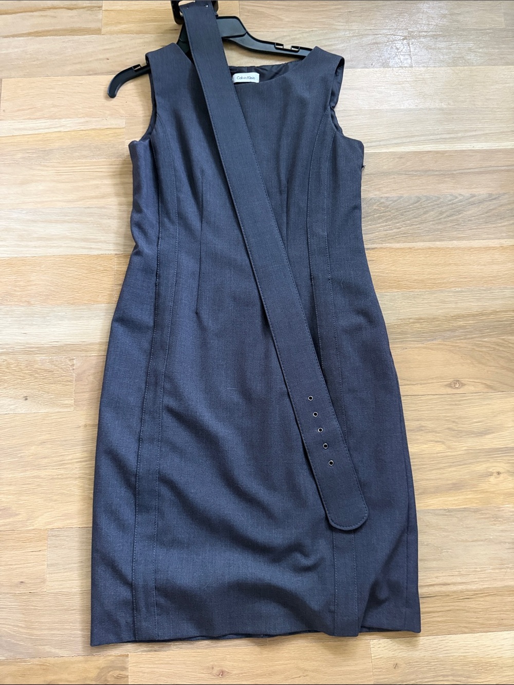 Calvin Klein Gray Sheath Dress with Belt
